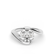 White Gold Round Shape Diamond Solitaire Engagement Ring With Half Bezel Setting